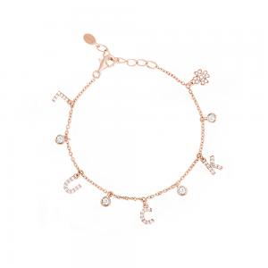 Bracciale Donna Mabina in Argento Rosato con Zirconi e lettere 533340 - gallery