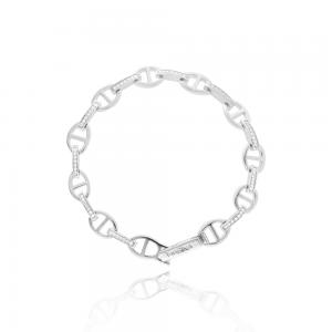 Bracciale donna Mabina maglie traversino in argento con zirconi 533414-M