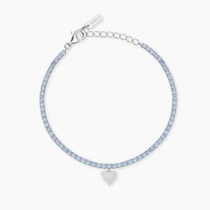 Bracciale donna Mabina tennis con acquamarina sintetica e ciondolo cuore LOVELY DAY 534161
