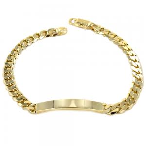 Bracciale grande da uomo in oro giallo con targhetta maglia groumette 22 cm LARGE