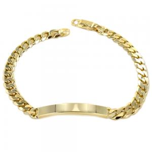 Bracciale grande da uomo in oro giallo con targhetta maglia groumette 22 cm LARGE