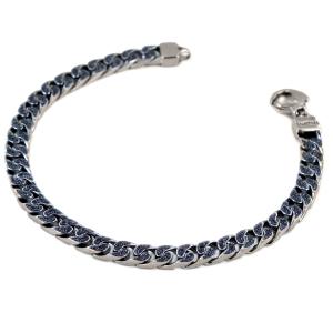 Bracciale Groumette da uomo in argento e polvere di diamante medium - gallery
