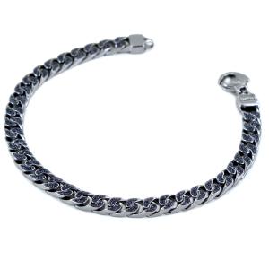 Bracciale Groumette da uomo in argento nero e polvere di diamante medium 18 cm