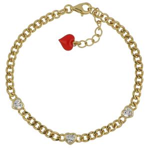 Bracciale Groumette di cuori in argento e Zirconi a cuore Cuori Milano