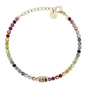 Bracciale in Acciaio giallo da donna tennis con cristalli colorati Essential Woman Liu Jo LJ3222