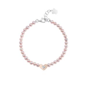 Bracciale in Agento Roberto Giannotti con perle rosa e Cuore Light Pearl GIA 478 - gallery