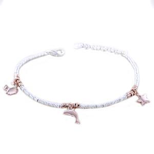 Bracciale in argento con charms delfino stella marina granchio rosati 