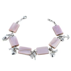 Bracciale in argento con charms e madreperla rosa