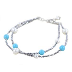 Bracciale in argento con perle e turchese - gallery