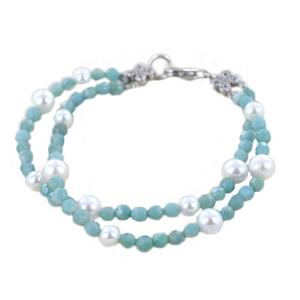 Bracciale in argento con perle freswhater e apatite azzurra