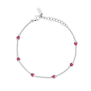 Bracciale in argento con Rubini sintetici taglio cuore 533997 - gallery
