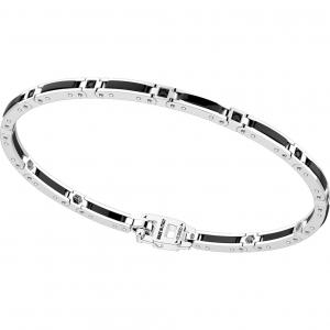 Bracciale in argento da uomo con ceramica nera e spinelli neri Zancan KXB 045-N - gallery