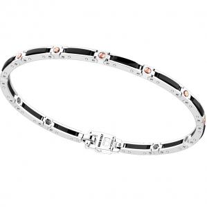 Bracciale in argento da uomo con ceramica nera e viti in oro Zancan KXB 046R-N - gallery