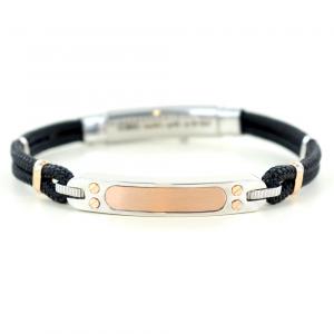 Bracciale in argento da uomo con laccio kevlar e oro rosa Zancan EXB 7835-N