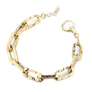 Bracciale in Argento dorato con catena rol allungata effetto martellato Marcello Pane 