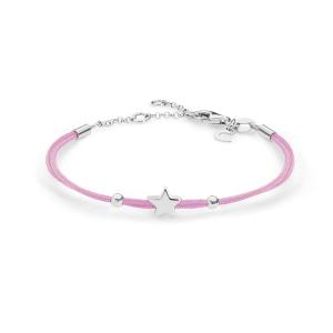 Bracciale in Argento e tessuto rosa Comete Gioielli 