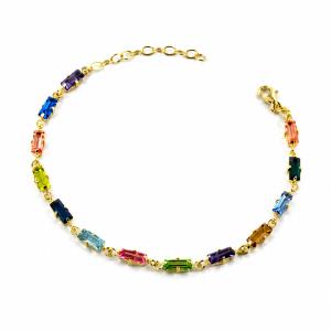 Bracciale in argento giallo con Pietre colorate taglio baguette 