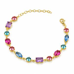 Bracciale in argento giallo con pietre colorati 