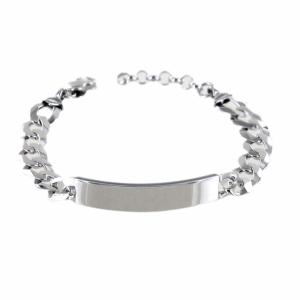 Bracciale in argento lucido con targhetta per incisione Big size