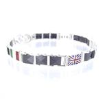 Bracciale in argento per uomo con smalti e ceramica - Bracciale Bandiere - gallery