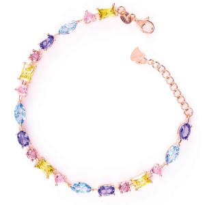 Bracciale in argento rose con zirconi colorati collezione Lumiere - gallery