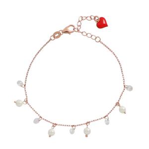 Bracciale in argento rosa e perle Space Pearl Cuori Milano