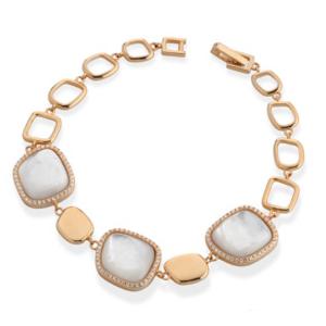 Bracciale in Argento rosato e Madreperla Australiana con zirconi bianchi  - gallery