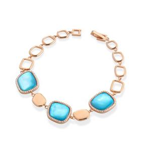 Bracciale in Argento rosato e Madreperla Blu Australiana con zirconi bianchi  - gallery
