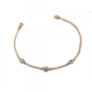 Bracciale in argento rose con cuori e zirconi - gallery