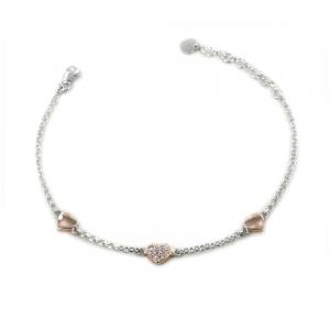 Bracciale in argento silver con cuori e zirconi