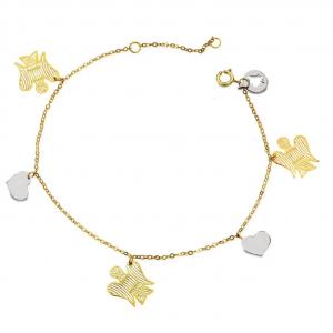 Bracciale in oro 9kt con Angioletti e cuori NKT 222 - gallery