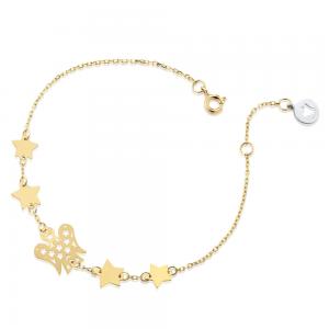 Bracciale in oro 9kt con Angioletto e stelle NKT286  - gallery