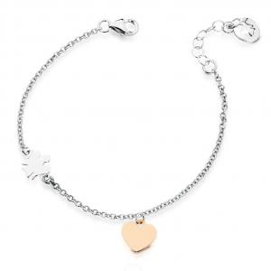 Bracciale in oro bianco da bimba 9kt con Angioletto e cuore NKT 243 - gallery