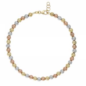 Bracciale in oro a sfere medie sfaccettate tre colori - gallery
