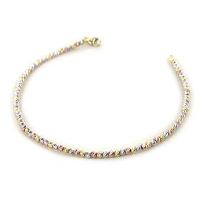 Bracciale in oro Bianco a sfere piccole sfaccettate tre colori
