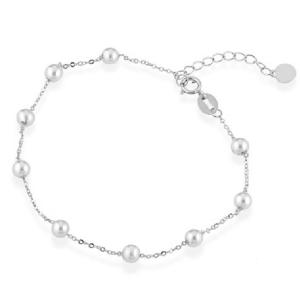Bracciale in oro bianco con perle di acqua dolce 3.50 - 4.00 mm