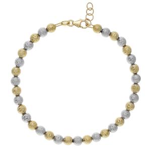 Bracciale in oro Bianco e giallo a sfere grandi sfaccettate - gallery