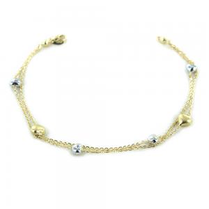 Bracciale in oro con cuori a doppia catena  - gallery