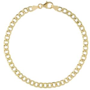 Bracciale in oro da uomo Groumette alternata 22 cm leggero largo - gallery