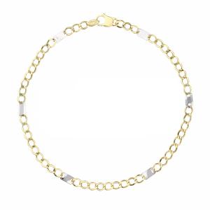 Bracciale in oro da uomo oro bicolore maglia fantasia 20 cm - gallery