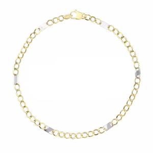 Bracciale in oro da uomo oro bicolore maglia fantasia 20 cm