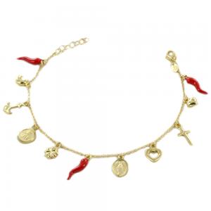 Bracciale in oro giallo 18 kt con pendenti  - gallery