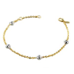 Bracciale in oro giallo con Cuori in oro bianco 