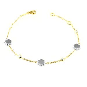 Bracciale in oro giallo con Margherite e zirconi - gallery