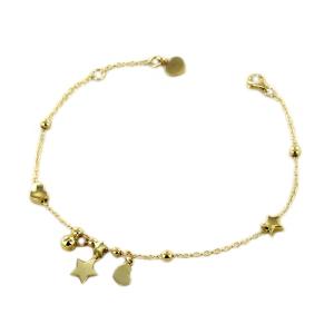 Bracciale in oro giallo con Stelle e Cuori charms - gallery