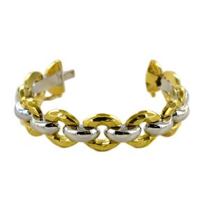 Bracciale in oro giallo e bianco a maglia fantasia  - gallery