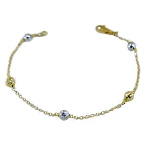 Bracciale in oro giallo e bianco a sfere sfaccettate - gallery