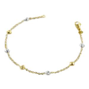 Bracciale in oro giallo e bianco con elementi sfaccettati 