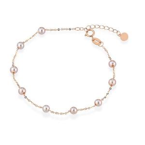 Bracciale in oro rosa con perle di acqua dolce 3.50 - 4.00 mm - gallery