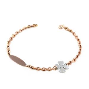 Bracciale in oro rosa da donna personalizzabile con targhetta - gallery